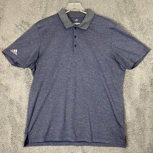 adidas Golf Mens Polo Short Sleeve Performance Shirt Blue Heather Rugby Large